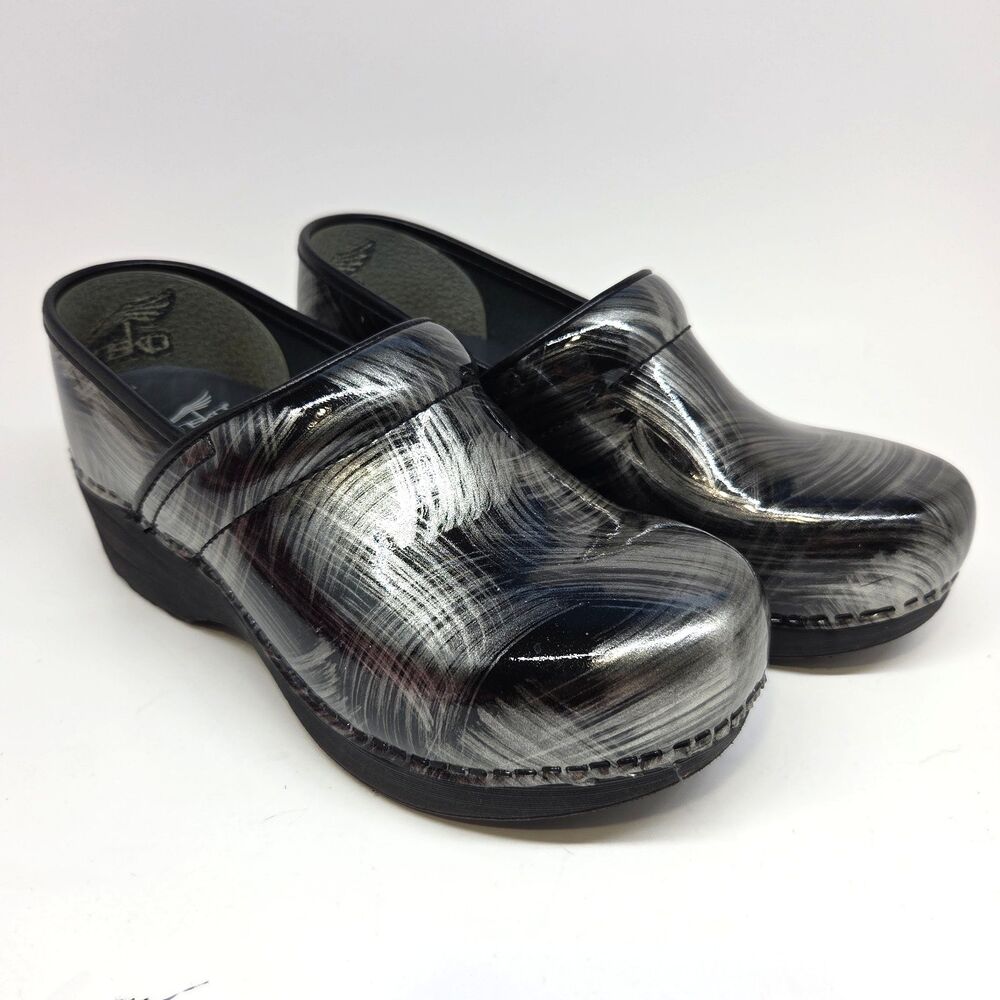 Dansko XP2 Platform Professional Clog Metallic Brush Stokes Size 37 (US 7)